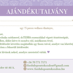 Ajándékutalvány wellness élményre AromaTouch érintésterápiával
