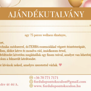 Ajándékutalvány wellness élményre AromaTouch érintésterápiával