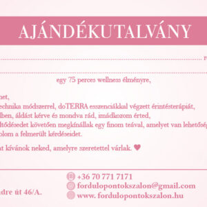 Ajándékutalvány wellness élményre AromaTouch érintésterápiával