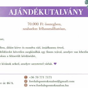 Ajándékutalvány szabadon felhasználhatóan