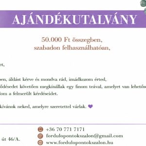 Ajándékutalvány szabadon felhasználhatóan